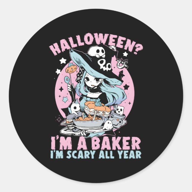Adesivo Baker Halloween Fazendo Assar Assustador Truque Ou (Frente)