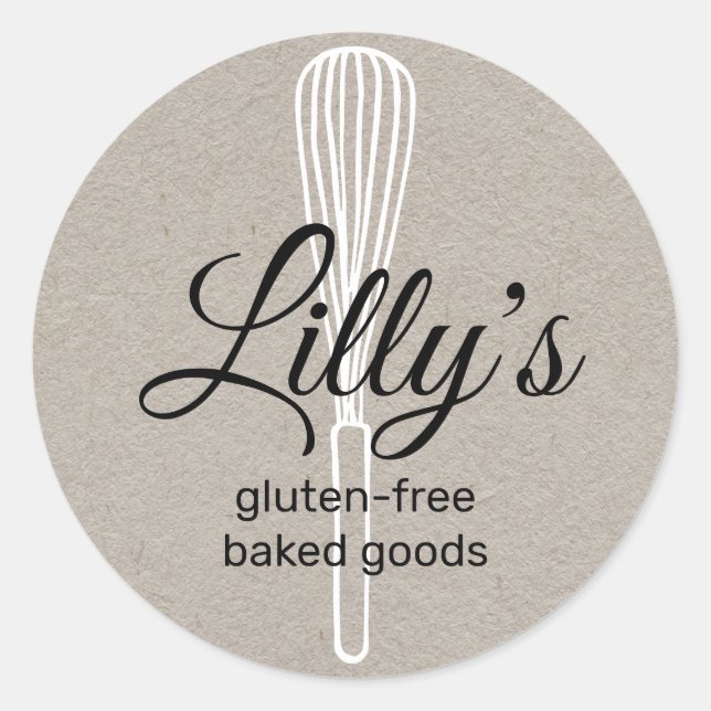 Adesivo Baker Whisk Bakery Square Kraft Cartão de visita (Frente)