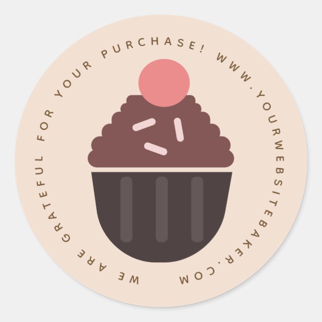 Adesivo Bakery  Cupcake Earthy Tone Baker Business  (Frente)