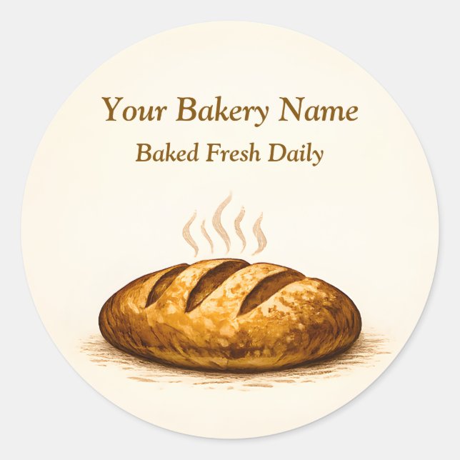 Adesivo Bakery Logo Sticker - Custom Bread Icon Design (Frente)