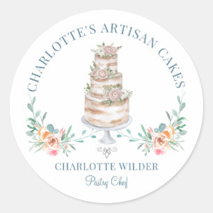 Adesivo Bakery Pastery Chef Aquarela Logotipo de Bolo Flor
