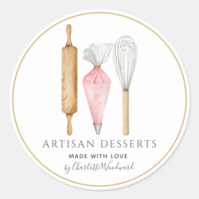 Adesivo Bakery Pastry Chef Baking Utensils Product Label (Frente)