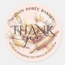 Adesivo Bakery Pastry Chef Gold Baking Catering Thank You