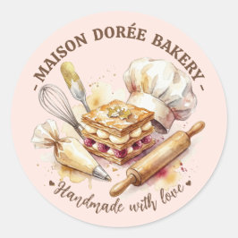 Adesivo Bakery Pastry Chef Watercolor Gold Baking Catering