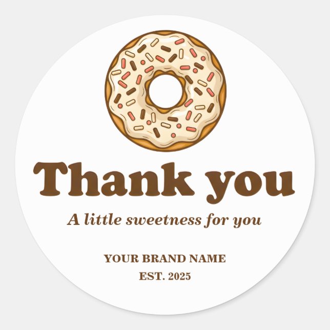 Adesivo Bakery Thank You Sticker Brown Donut Illustration  (Frente)