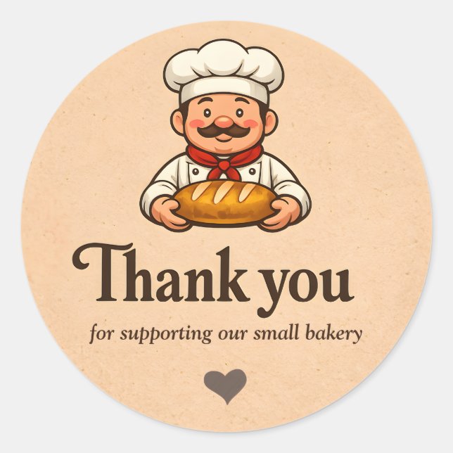 Adesivo Bakery Thank You Sticker - Custom Chef Design (Frente)
