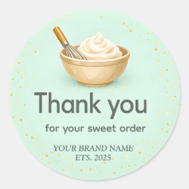 Adesivo Bakery Thank You Sticker Custom Mint Green Design