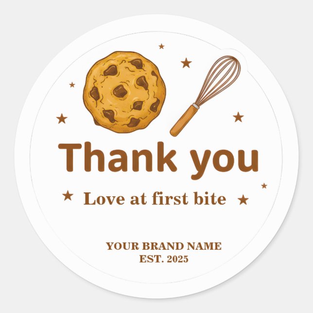 Adesivo Bakery Thank You Stickers Cookie and Whisk Design (Frente)