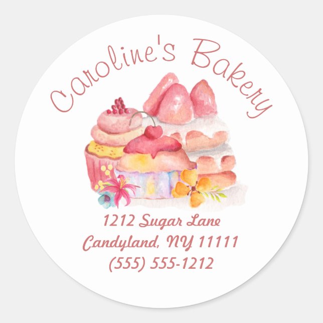 Adesivo Baking and Bakery Boutique, Cupcakes e pastéis (Frente)