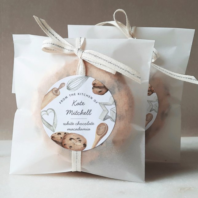 Adesivo Baking personalizado de cozinheiros com aquarela (Criador carregado)