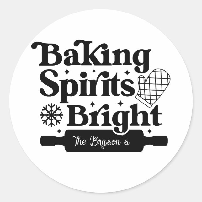 Adesivo 'Baking Spirits Bright' Biscoito de Natal Caseiro (Frente)