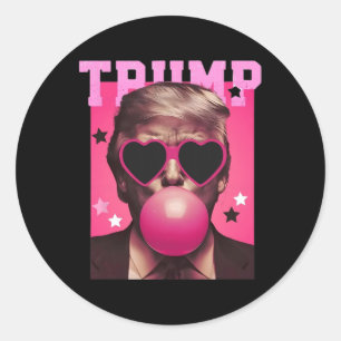 Adesivo Bala de Goma Trump Soprando Chiclete Natal Rosa