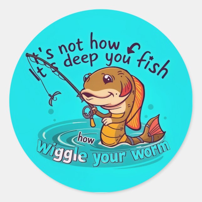 Adesivo Balanceie Seu Minhoco: O Lado Divertido da Pesca (Frente)