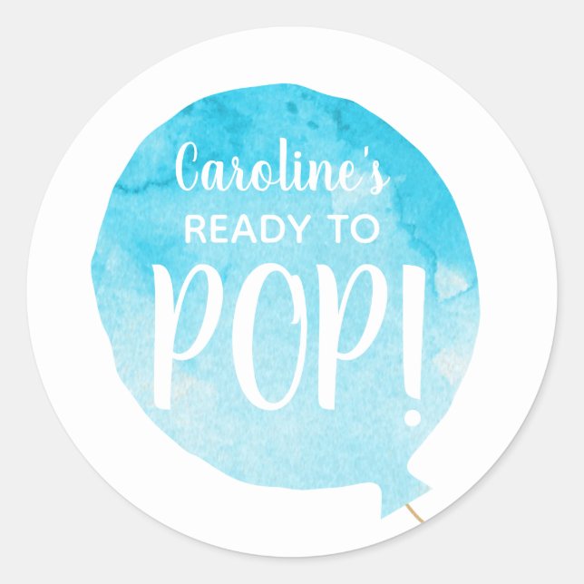 Adesivo Balão Azul Pronto para o Chá Pop Baby Boy (Frente)