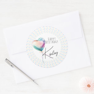 Adesivo Balão Coração Minimalista Pastel Feliz Aniversário