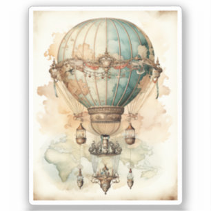 Adesivo Balão de Ar Quente Azul Vintage Steampunk (2)