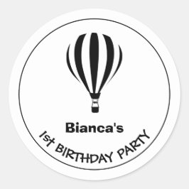 Adesivo Balão de ar quente branco e preto primeiro anivers