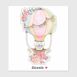 Adesivo Balão de Ar Quente Cinto com Aquarela de Urso