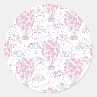 Adesivo Balão de ar quente com balões de festa rosa