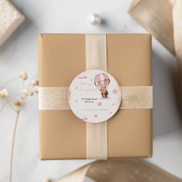 Adesivo Balão de Ar Quente de Urso Rosa Muito Obrigado