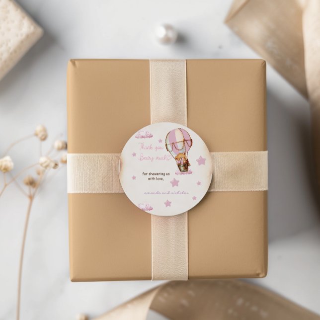 Adesivo Balão de Ar Quente de Urso Rosa Muito Obrigado (Criador carregado)