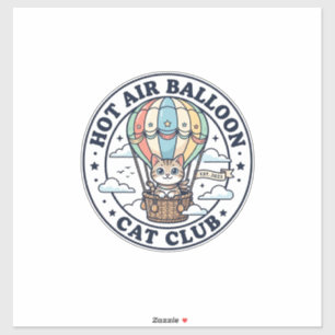 Adesivo Balão de Ar Quente Gato Fofo Camiseta Design - Que