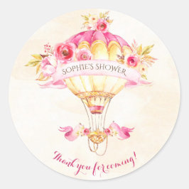 Adesivo Balão de Ar Quente Rosa Dourado Amarelo Rosas
