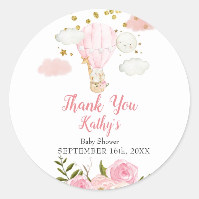 Adesivo Balão de Ar Quente Selva Animais Dourados Dot Glit (Frente)