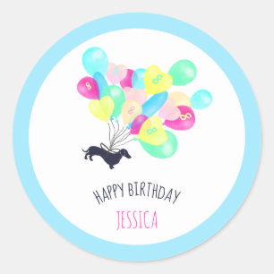 Adesivo Balão de Cores de Água de Qualquer Idade, Dachsh