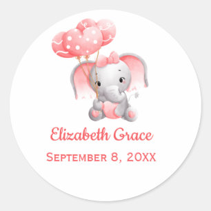 Adesivo Balão de Elefante Rosa Personalizado para Menina