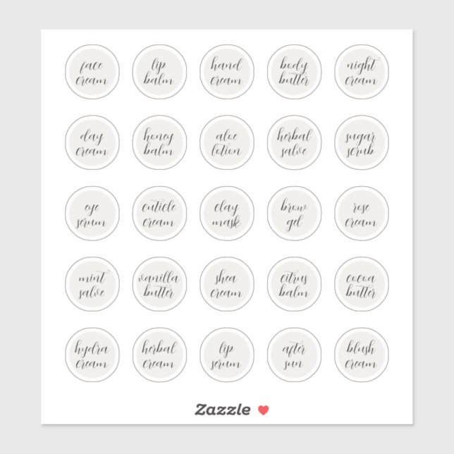 Adesivo Balão de Jar Cosmético Personalizável Branco de 1, (Folha)