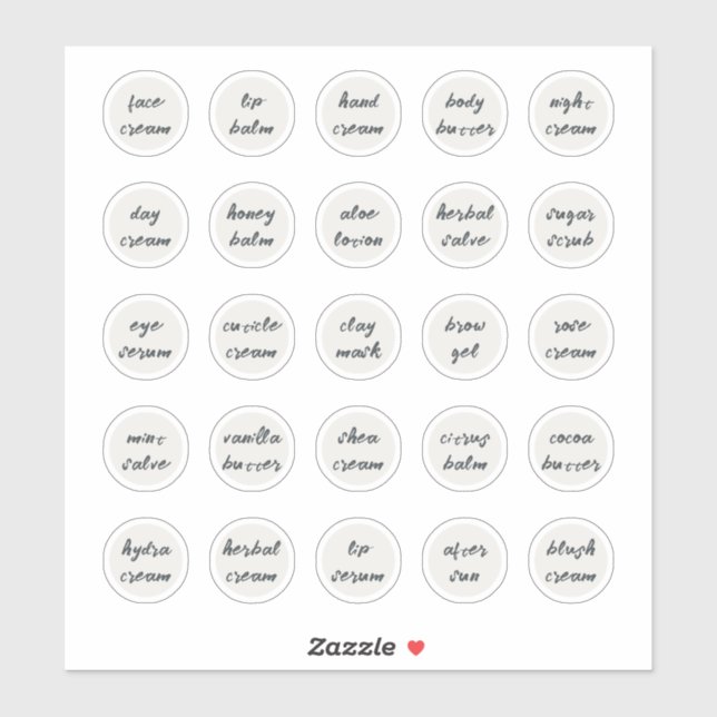 Adesivo Balão de Jar Cosmético Personalizável Branco de 1, (Folha)