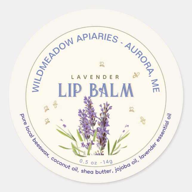 Adesivo Balão de Lip de cera de abelhas com flores e abelh (Frente)