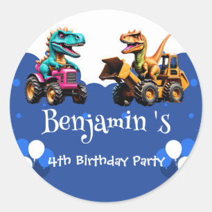 Adesivo Balão de trator escavador de dinossauro bonito Ani