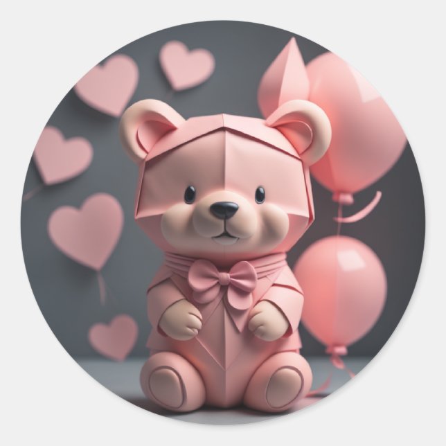 Adesivo Balão de Urso Rosa (Frente)