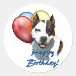 Adesivo Balão do feliz aniversario de AmStaff