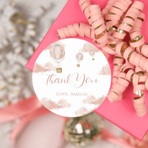 Adesivo Balão Rosa Mágica Dourada Rapariga de Aniversário