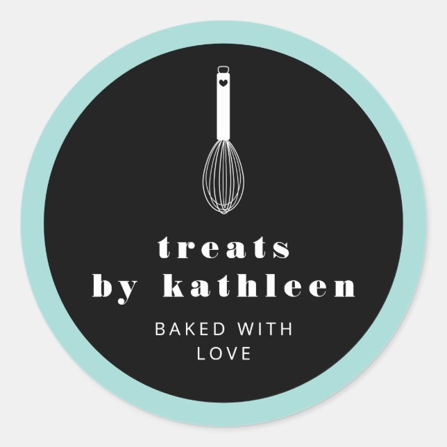 Adesivo Balão Whisk Black Turquoise Bakery (Frente)