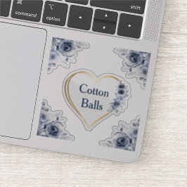 Adesivo Balas de Algodão Floral Azul de 3" x3"