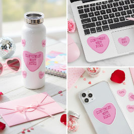 Adesivo Balas Retrô Coração Personalizado Vinil Rosa