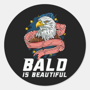 Adesivo Bald É Belo Dia 4 De Julho, Águia Patriótica Usa