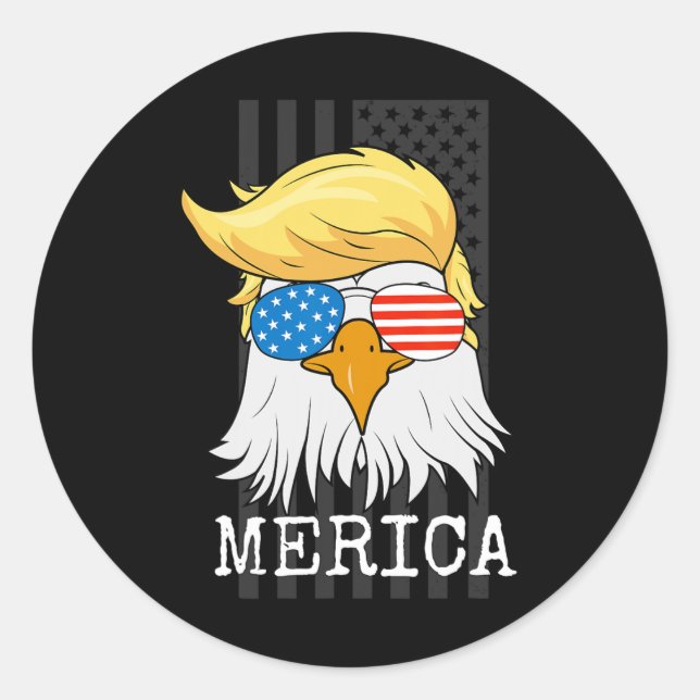 Adesivo Bald Eagle 4 De Julho Trump American Flag Funny (Frente)