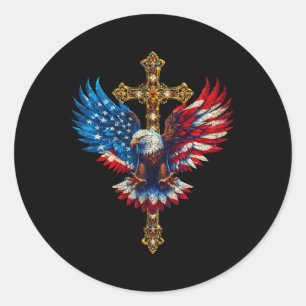 Adesivo Bald Eagle Christian Faith Ctoss Usa Flag Patrioti