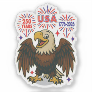 Adesivo Bald Eagle com Fireworks - EUA 250 Anos 1776-2026