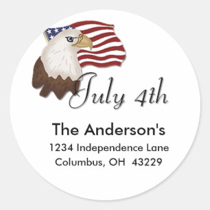 Adesivo Bald Eagle & Flag 4 julho 4 Address Label/Stickers