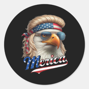 Adesivo Bald Eagle Merica 4 de julho, Eagle Blonde Mullet