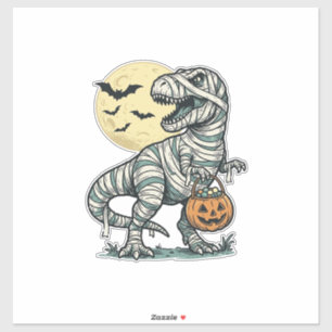 Adesivo Balde de Doces de T-Rex Múmia de Halloween Vetor V