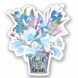 Adesivo Balde Flor  Azul Fé Esperança Laptop