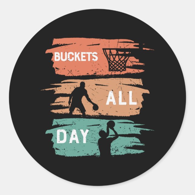 Adesivo Baldes todo o dia | design de basquetebol (Frente)