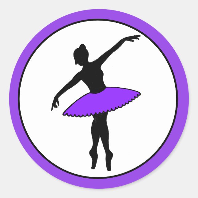 Adesivo Balé Ballerina Neon Dancer Silhouette Purple (Frente)